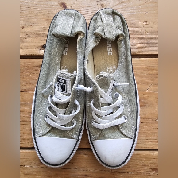 Converse Green and White Canvas Sneakers - Picture 3 of 5